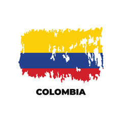 Obraz premium Flag of Colombia. Vector illustration on white background. Brush strokes drawn by hand. Independence Day.