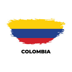 Flag of Colombia. Vector illustration on white background. Brush strokes drawn by hand. Independence Day.