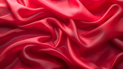 Colorful background of flowing red fabric. Smooth and soft. 