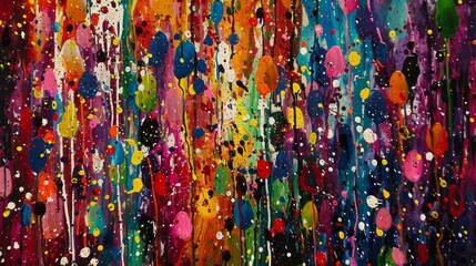 A vibrant and abstract painting depicting a colorful