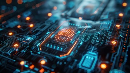 Close-up of a secure login interface on a futuristic holographic computer screen.