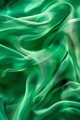 Colorful background of flowing green fabric. Smooth and soft. 