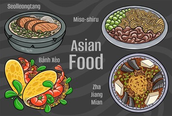 Popular Asian Food Illustrations: Hand-drawn & Vector.