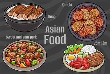 Popular Asian Food Illustrations: Hand-drawn & Vector.