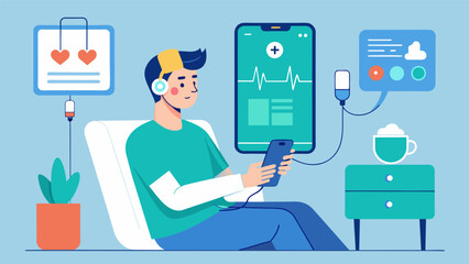 A patient using a biofeedback app on their phone to track their progress and connect with their the between ketamine sessions..