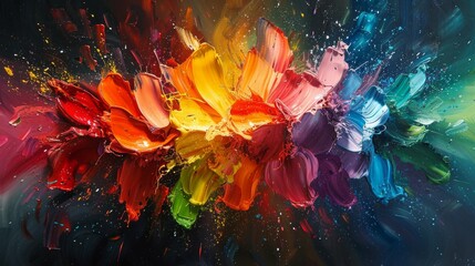 Fototapeta premium A vibrant and abstract painting depicting a colorful