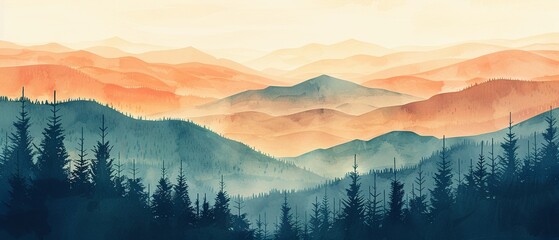 Generative AI USA landscape, painting, watercolor