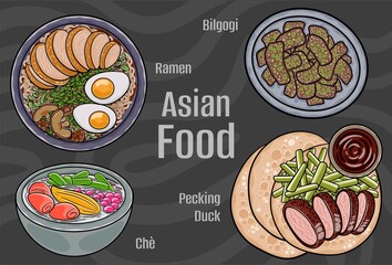 Asian Food Vector Art: Hand-drawn.