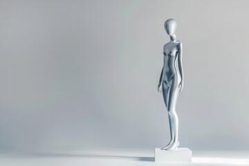 Modern Abstract Humanoid Sculpture on Minimalist Backdrop