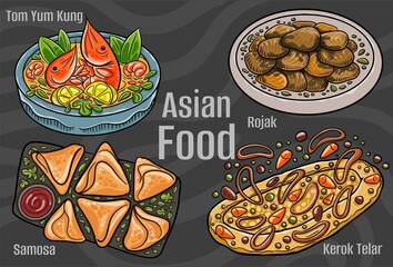 Popular Asian Food Illustrations: Hand-drawn & Vector.