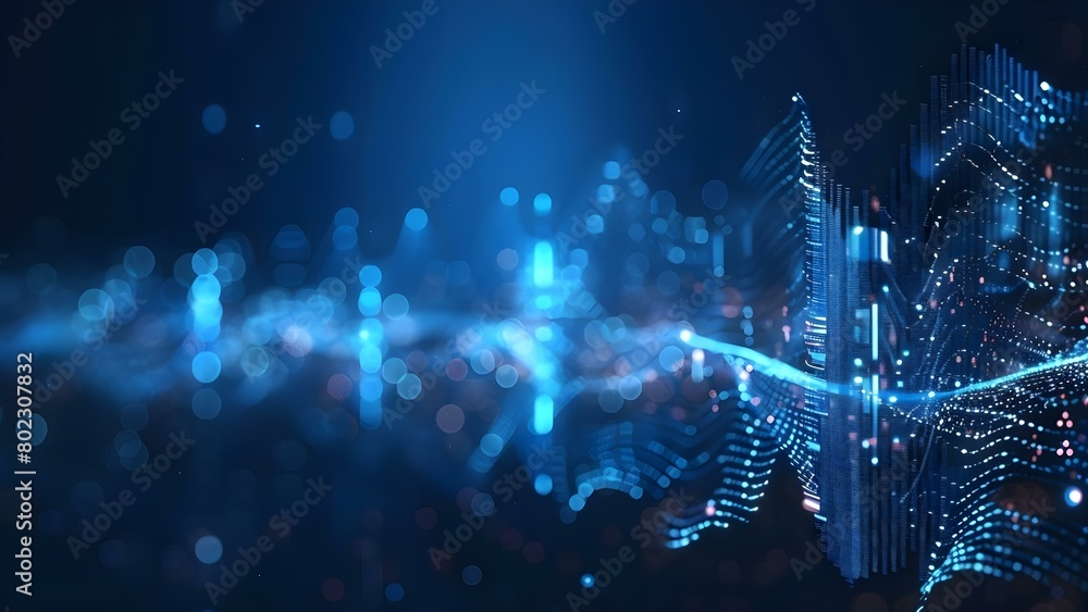 Poster conceptual ai system with computer speech bar on dark blue background. concept technology, artificia