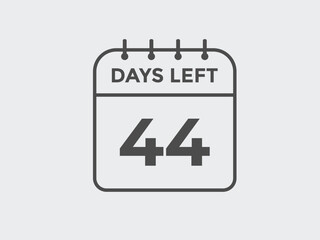 44 days to go countdown template. 44 day Countdown left days banner design. 44  Days left countdown timer
