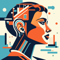 artificial intelligence, vector illustration flat 2