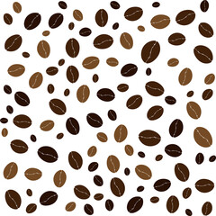 Coffee beans pattern background. Transparent background.