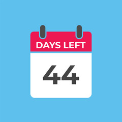 44 days to go countdown template. 44 day Countdown left days banner design. 44  Days left countdown timer
