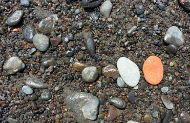 abstract image of stones from the ground of Kusamba beach in Bali Indonesia