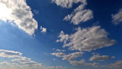 cute big clouds in the blue sky backdrop - photo of nature
