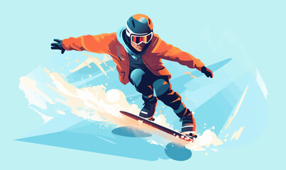 man snowboarding vector flat minimalistic isolated illustration