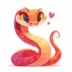 Fototapeta premium Cartoon Viper, Adorable Illustration on a White Background