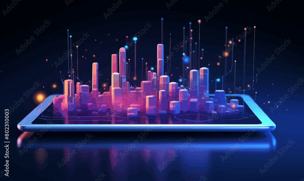 Poster digital data and big tech imagery vector simple 3d isolated illustrati