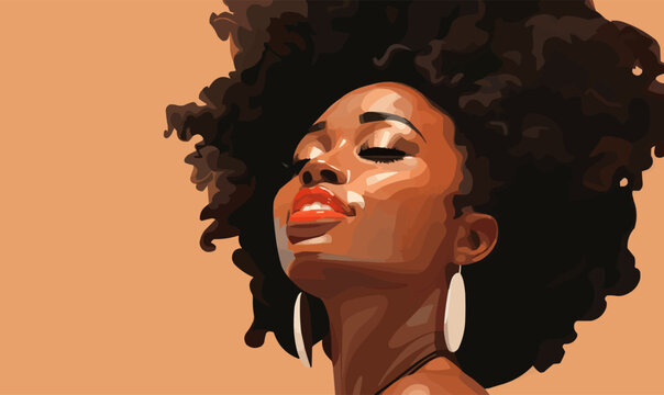 happy black woman close up vector flat isolated vector style illustration