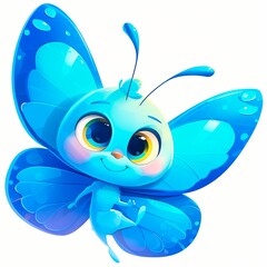 Obraz premium Cartoon Butterfly, Adorable Illustration on a White Background