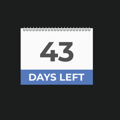43 days to go countdown template. 43 day Countdown left days banner design. 43  Days left countdown timer
