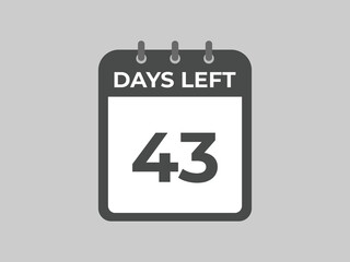 43 days to go countdown template. 43 day Countdown left days banner design. 43  Days left countdown timer
