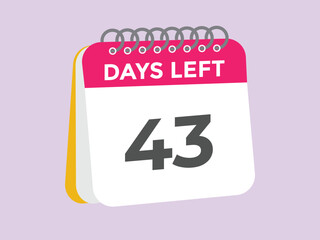 43 days to go countdown template. 43 day Countdown left days banner design. 43  Days left countdown timer
