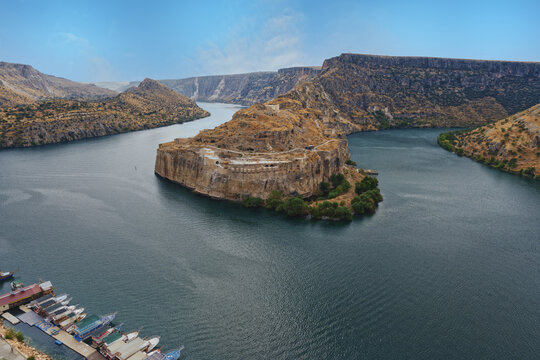 Rumkale roman fortress on the Euphrates River, Halfeti, Turkey