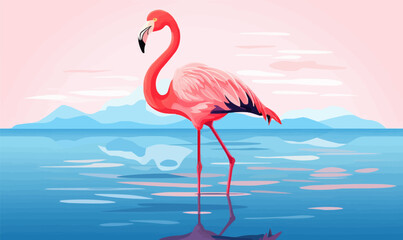 Fototapeta premium flamingo vector flat minimalistic isolated vector style illustration -