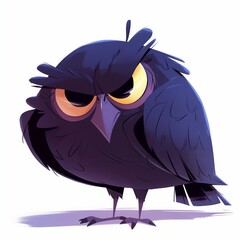 Cartoon raven, Adorable Illustration on a White Background