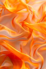 Colorful background of flowing orange fabric. Smooth and soft. 