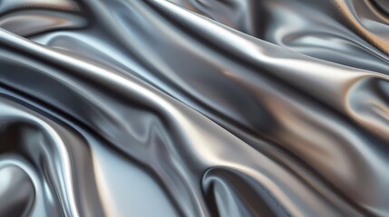 Colorful background of flowing silver fabric. Smooth and soft. 