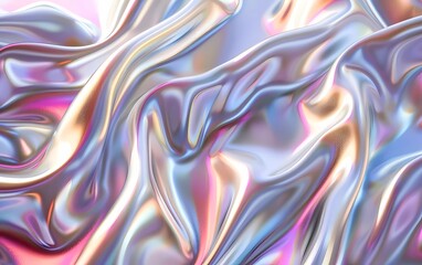 Colorful background of flowing silver fabric. Smooth and soft. 