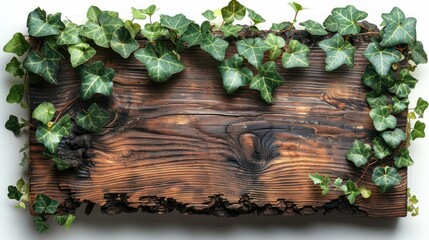Wood Plank Overgrown With Ivy