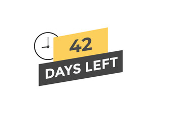 42 days to go countdown template. 42 day Countdown left days banner design. 42  Days left countdown timer
