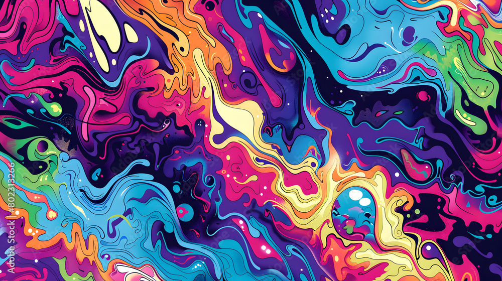 Aufkleber multicolored psychedelic graphic design. generative ai.