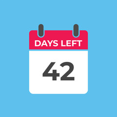 42 days to go countdown template. 42 day Countdown left days banner design. 42  Days left countdown timer
