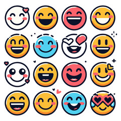 Fototapeta premium Expressive Smiley Emoji Vector Design Elements: Brighten Your Projects with Joyful Graphics