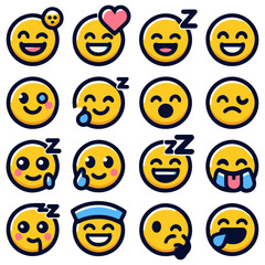 Expressive Smiley Emoji Vector Design Elements: Brighten Your Projects with Joyful Graphics
