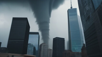 Tornado destroys a metropolis - obrazy, fototapety, plakaty