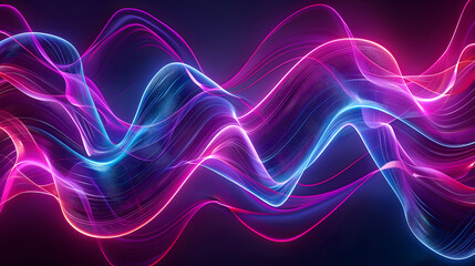 Neon Waves Background. Generative AI.