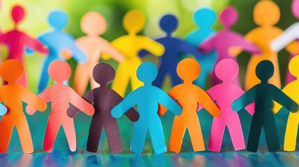 teamwork, colored paper people 