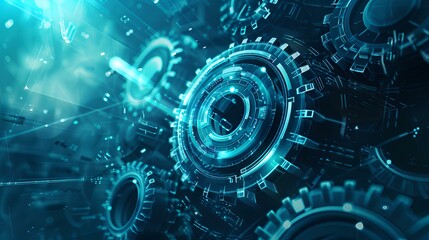 Obraz premium Abstract background rendered in a futuristic blue tone technology and engineering concepts