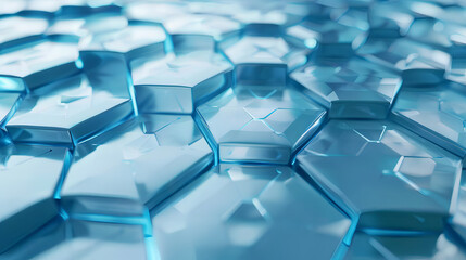 An abstract background representation of interconnected hexagonal shapes bathed in a deep blue hue, symbolizing connectivity, networking, and the seamless integration of technology in a digital world
