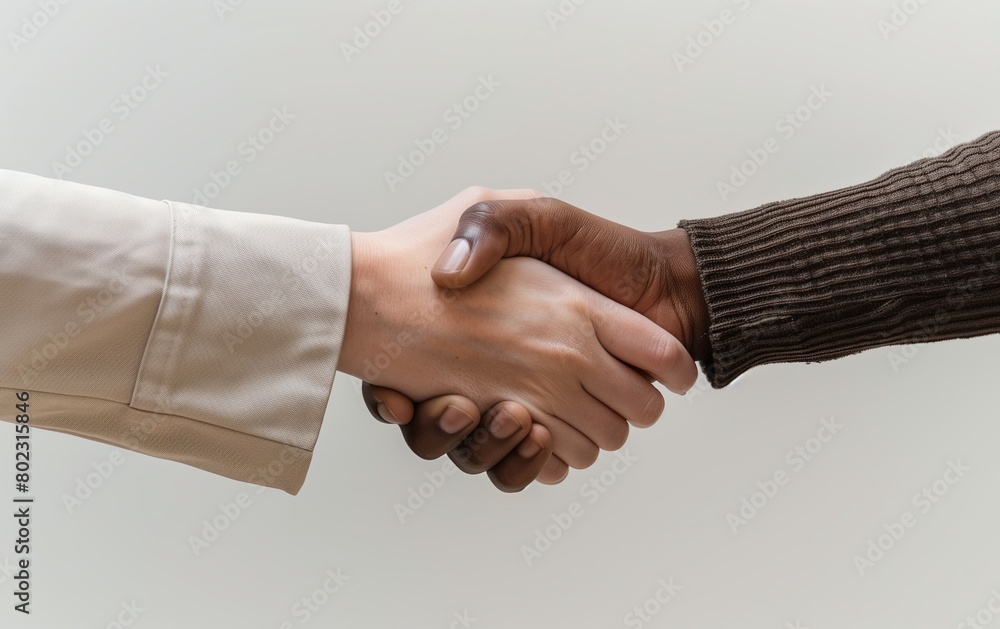 Poster a joyful image capturing a successful partnership, with a handshake between two individuals