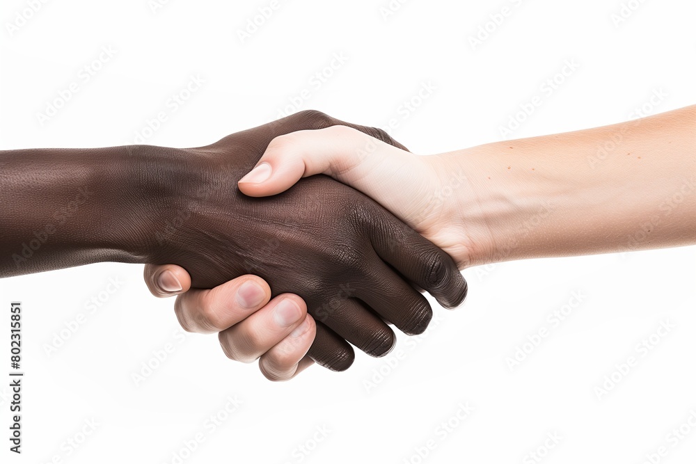 Poster a powerful image depicting unity and cooperation, with a handshake symbolizing agreement and