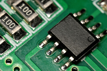 close up of circuit chip