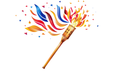 Torch flame icon or symbol design on transparent